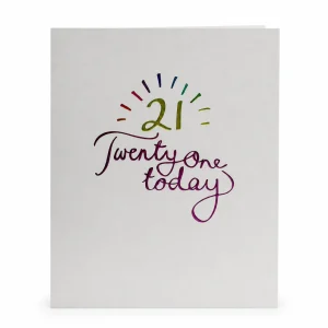 21st Birthday Greeting Card with Colourful Foil Design front