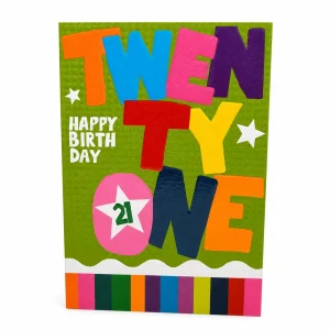 Colourful 21st Birthday Greeting Card front