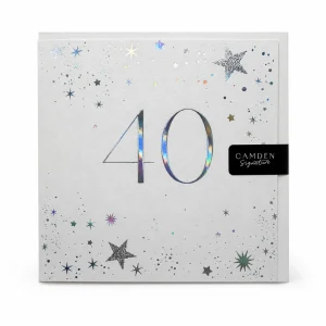 40th Birthday Card with Silver Star Design front