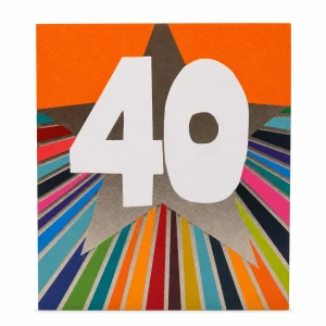 40th Birthday Card with Colourful Starburst Design front