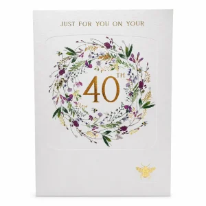 40th Birthday Floral Wreath Greeting Card front