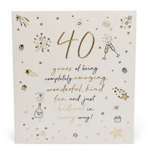 40th Birthday Celebration Card with Gold Foil Detailing front