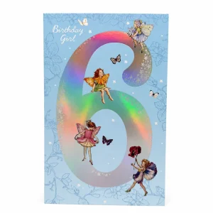 6th Birthday Card for Girls with Fairy and Butterfly Design front