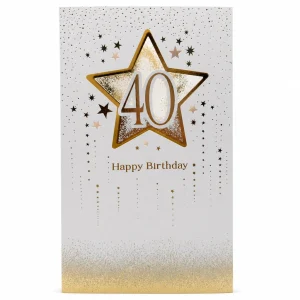 40th Birthday Card with Gold Star Design front