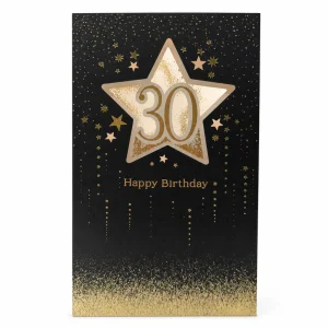 30th Birthday Card with Gold Star Design front