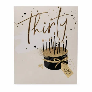 Thirty 30th Birthday Celebration Card with Cake Design front