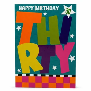 Colourful 30th Birthday Greeting Card front
