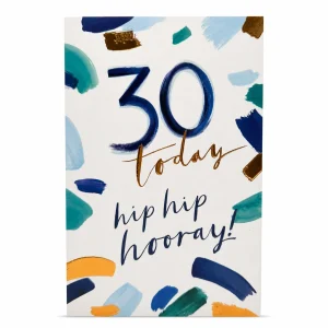 30 Today Birthday Card with Colourful Brushstroke Design front