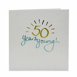 50 Years Young Colourful Celebration Card front