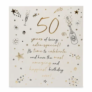 50th Birthday Celebration Card with Gold Foil Design front