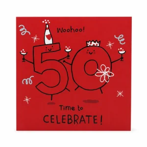 50th Birthday Celebration Card with Cheerful Design front