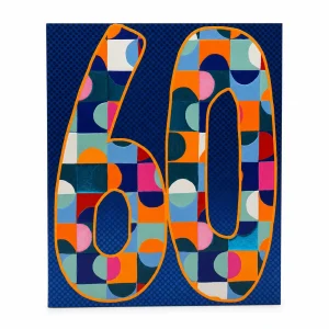 60th Birthday Colourful Geometric Number Card front
