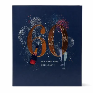 60th Birthday Celebration Card with Fireworks and Champagne front