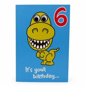 6th Birthday Card with Cute Dinosaur Design front