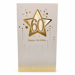 60th Birthday Card with Gold Star Design front