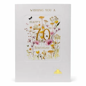 Floral 70th Birthday Greeting Card with Gold Foil Detail front
