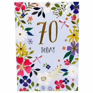 70 Today Floral Birthday Card with Gold Foil front