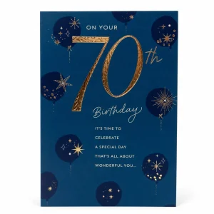 70th Birthday Celebration Card with Gold Foil Design front