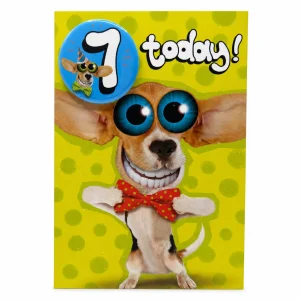 7th Birthday Card with Funny Dog Design front