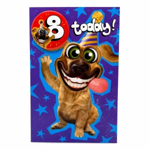 8th Birthday Card with Happy Cartoon Dog front