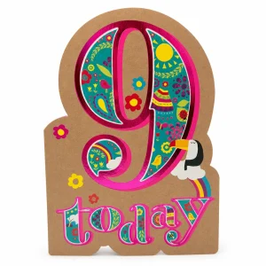 9th Birthday Colourful Floral Number Card front