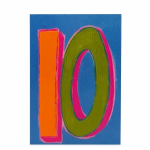 Colourful '10' Birthday Greeting Card front