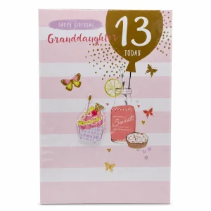 Happy 13th Birthday Granddaughter Card with Sweet Treats front