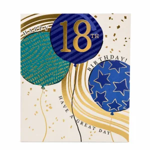 18th Birthday Card with Gold Foil Balloons Design front