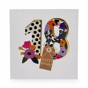 13th Birthday Floral and Polka Dot Card front