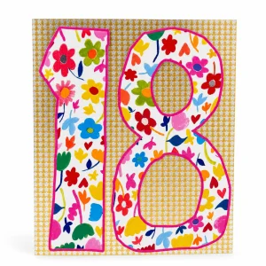 18th Birthday Floral Number Card front