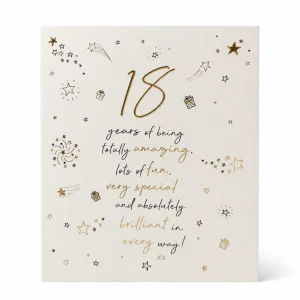 18th Birthday Card with Gold Foil Stars and Message front