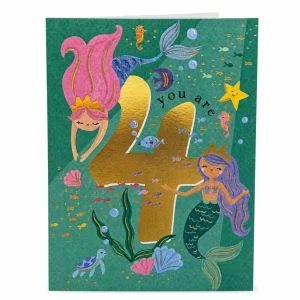 You Are 4 Mermaid Birthday Card front