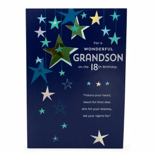 18th Birthday Card for Wonderful Grandson with Star Design front