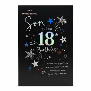 18th Birthday Card for Son with Star Design front