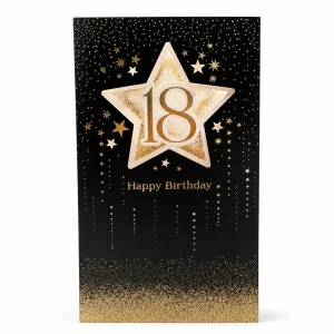 18th Birthday Card with Gold Star Design front