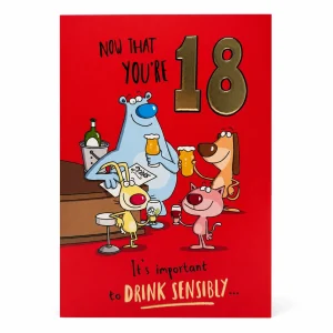 18th Birthday Card with Humorous Animal Drink Design front