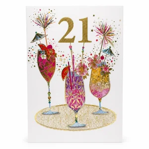 21st Birthday Celebration Card with Festive Drinks Design front
