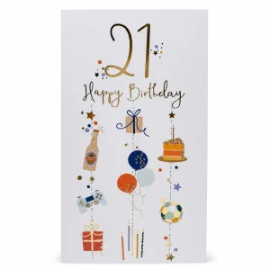 21st Happy Birthday Celebration Card with Festive Icons front